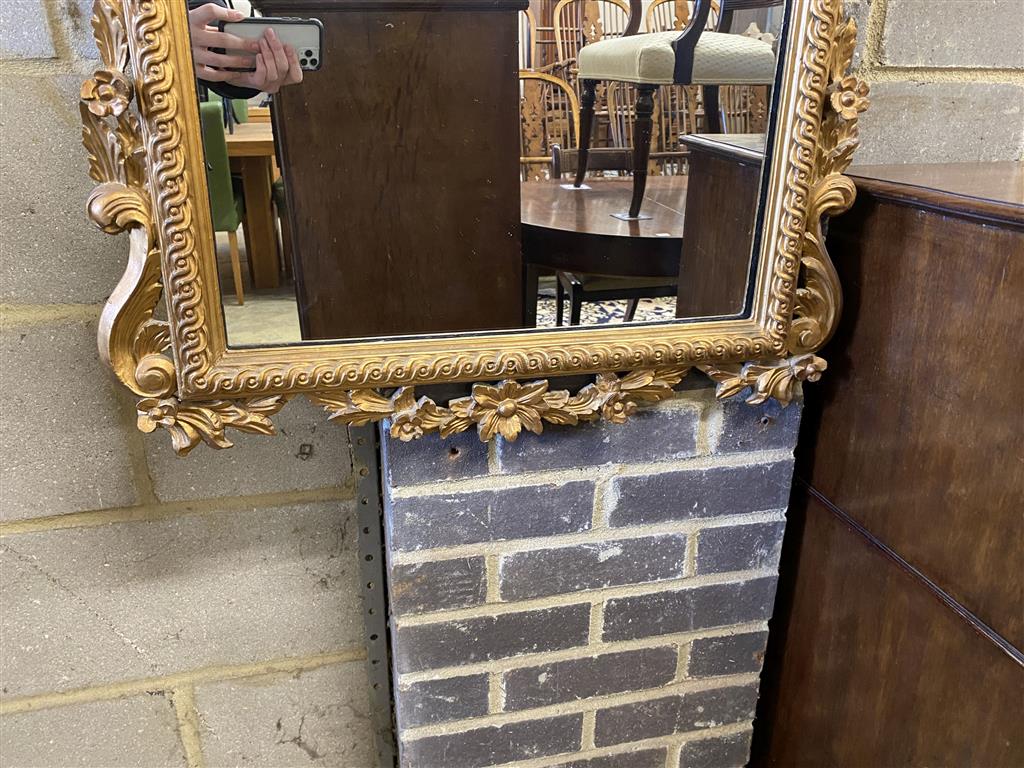 A 19th century giltwood and gesso wall mirror, width 73cm, height 138cm